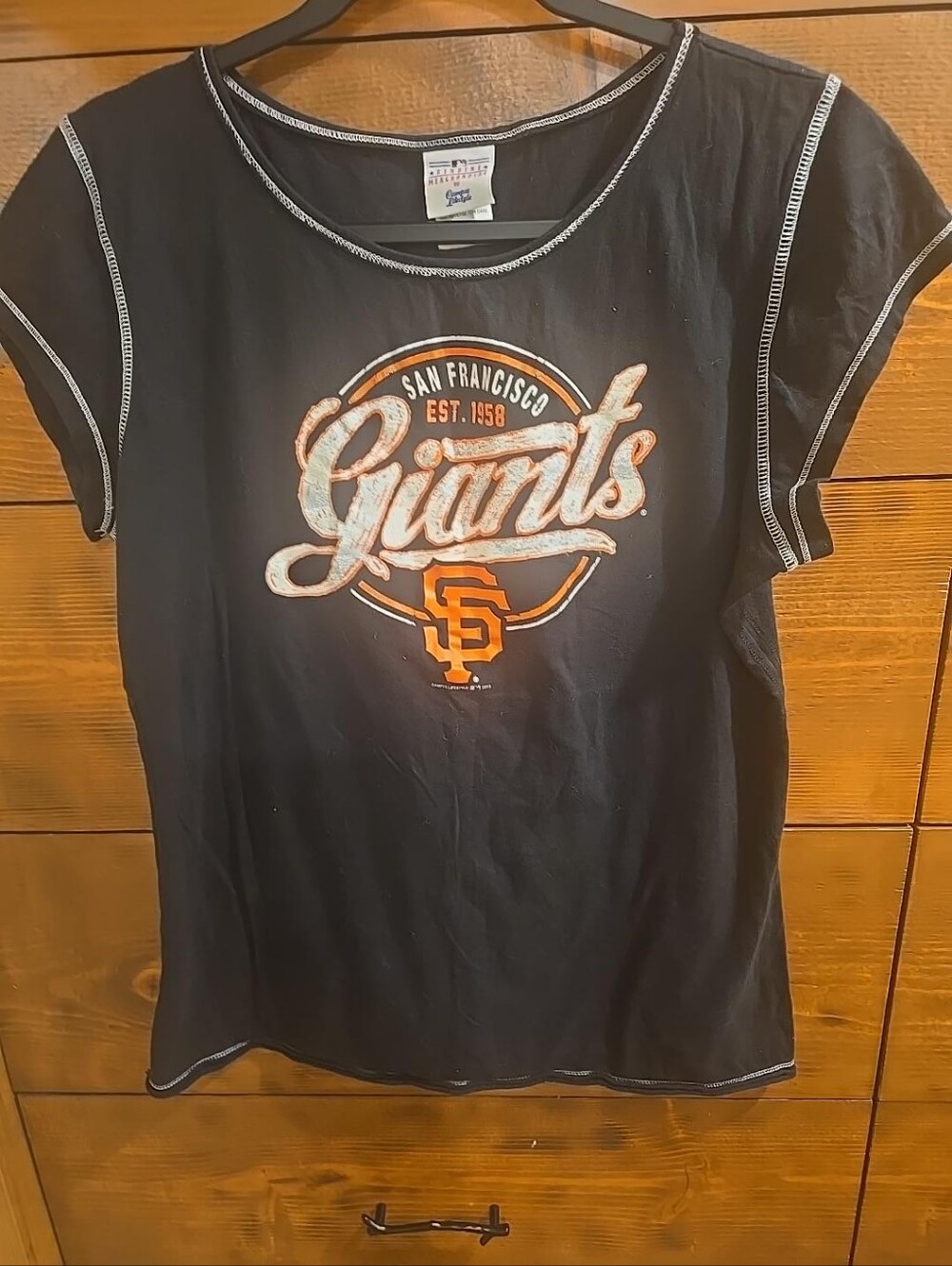 San Francisco Giants Youth T-Shirt Size XL MLB Black Contrast Stitch Fan Tee